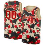 Custom Name and Number 3D Camo Red-Cream Basketball Jersey - Authentic Salute to Service Team Personalized Camo Red-Cream