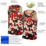 Personalized Camo Basketball Jersey - Red-Cream 3D Salute To Service Personalized Camo Red-Cream 3D Salute To Service Basketball