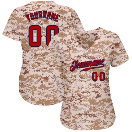 Personalized Camo Jersey Red-Navy Salute To Service Baseball Jersey Personalized Camo Red-Navy Salute To Service Baseball