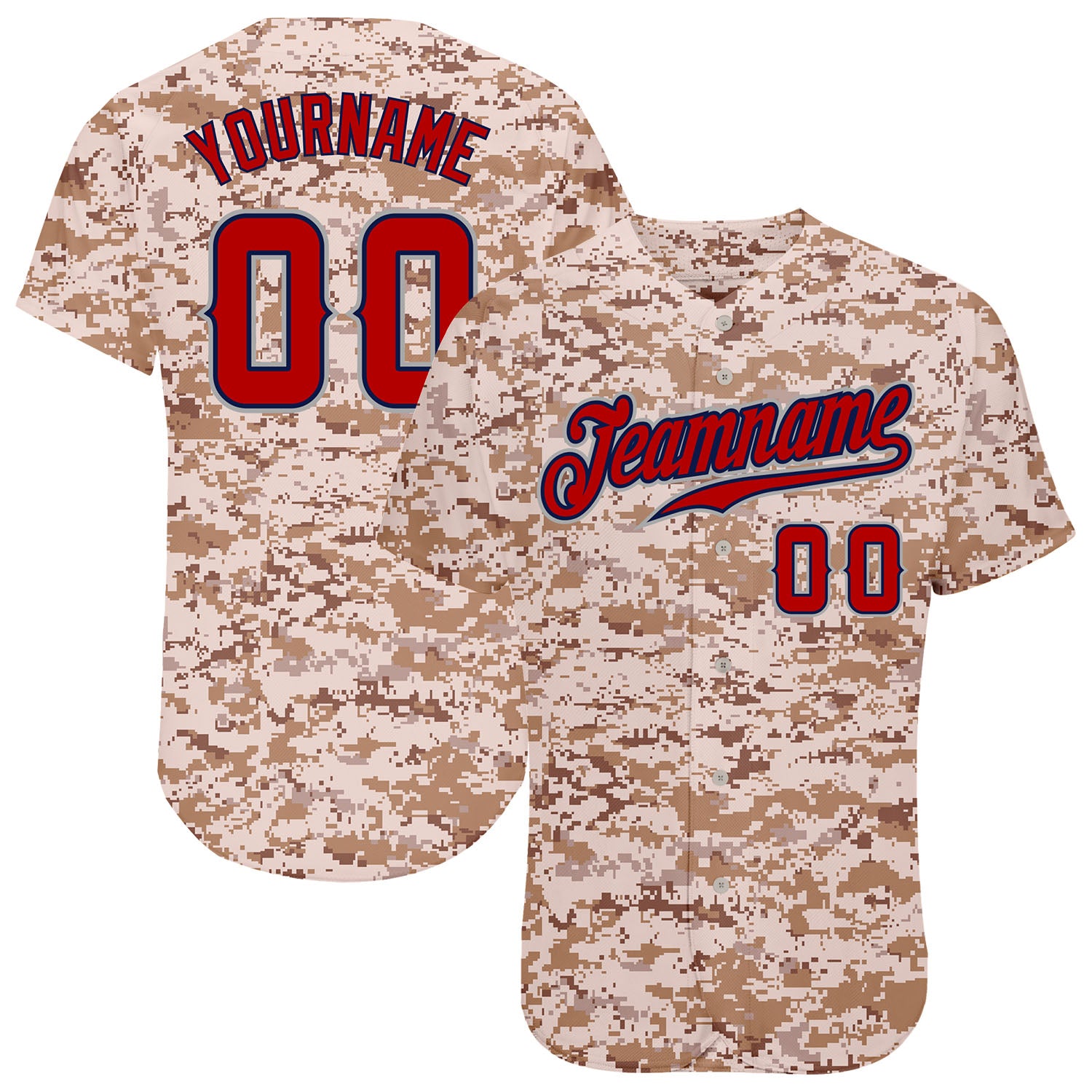 Personalized Camo Jersey Red-Navy Salute To Service Baseball Jersey Personalized Camo Red-Navy Salute To Service Baseball