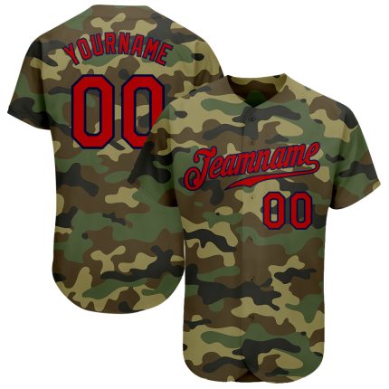 Personalized Red Navy Camo Salute to Service Baseball Jersey - Custom Jersey 3 Personalized Camo Red-Navy Salute To Service