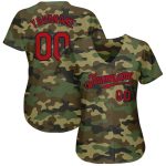 Personalized Red Navy Camo Salute to Service Baseball Jersey - Custom Jersey 3 Personalized Camo Red-Navy Salute To Service