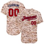 Personalized Camo Baseball Jersey - Red-Navy Salute To Service Design Personalized Camo Red-Navy Salute To Service Baseball