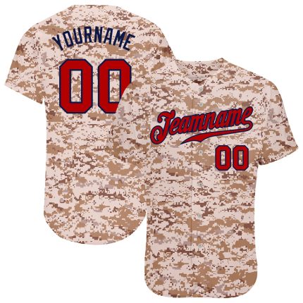Personalized Camo Baseball Jersey - Red-Navy Salute To Service Design Personalized Camo Red-Navy Salute To Service Baseball