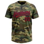 Personalized Salute To Service Red-Navy Camo Unisex Softball Jersey Personalized Camo Red-Navy Salute To Service Two-Button