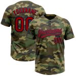 Personalized Salute To Service Red-Navy Camo Unisex Softball Jersey Personalized Camo Red-Navy Salute To Service Two-Button