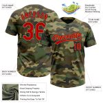 Personalized Camo Red Old Gold-Navy Salute to Service Softball Jersey Unisex Two-Button Personalized Camo Red Old Gold-Navy