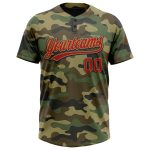 Personalized Camo Red Old Gold-Navy Salute to Service Softball Jersey Unisex Two-Button Personalized Camo Red Old Gold-Navy