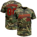 Personalized Camo Red Old Gold-Navy Salute to Service Softball Jersey Unisex Two-Button Personalized Camo Red Old Gold-Navy