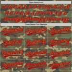 Personalized Camo Red Old Gold-Navy Salute to Service Softball Jersey Unisex Two-Button Personalized Camo Red Old Gold-Navy