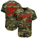 Personalized Camo Red Gold Salute to Service Baseball Jersey for Men Personalized Camo Red-Old Gold Salute To Service Baseball