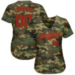 Personalized Camo Red Gold Salute to Service Baseball Jersey for Men Personalized Camo Red-Old Gold Salute To Service Baseball