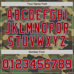 Custom Camo Bomber Jacket Red-Royal Varsity Letterman Salute to Service Full-Snap Personalized Camo Red-Royal Bomber Full-Snap
