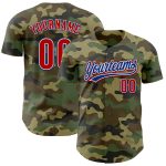 Personalized Camo Baseball Jersey - Red-Royal Salute To Service Design Personalized Camo Red-Royal Salute To Service Baseball
