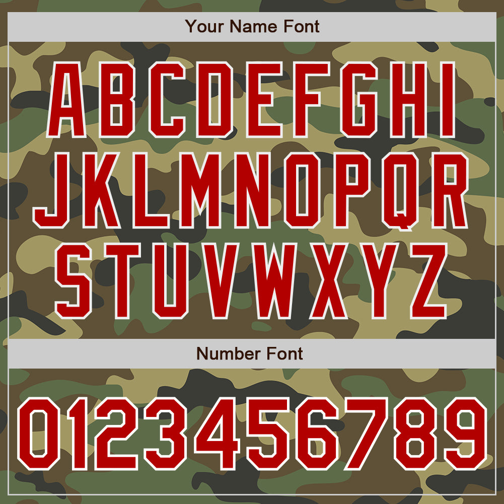 Personalized Camo Red-White Bomber Full-Snap Varsity Letterman Salute To Service Jacket Team Custom Name and Number Custom Camo Bomber Jacket with Name and Number - Red-White Varsity Letterman Salute to Service Full-Snap Personalized Camo - Image 5