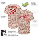Personalized Camo Jersey Red White Salute to Service Mens Baseball Jersey Personalized Camo Red-White Salute To Service Baseball