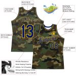 Personalized Camo Basketball Jersey with Custom Name and Number - Authentic Salute to Service Royal-Gold Team Jersey Personalized