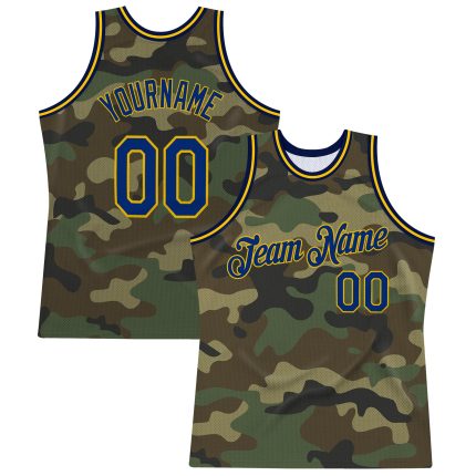 Personalized Camo Basketball Jersey - Royal Gold Salute to Service Design Personalized Camo Royal-Gold Salute To Service