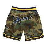 Custom Camo Basketball Shorts in Royal Gold | Salute to Service Design Personalized Camo Royal-Gold Salute To Service Basketball