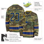Personalized Camo Hockey Jersey - Royal Gold Salute to Service Design Personalized Camo Royal-Gold Salute To Service Hockey