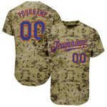 Personalized Camo Baseball Jersey in Royal Orange - Salute to Service Design 3 Personalized Camo Royal-Orange Salute To Service