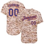 Personalized Camo Royal Orange Baseball Jersey - Salute to Service Design Personalized Camo Royal-Orange Salute To Service
