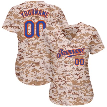 Personalized Camo Royal Orange Baseball Jersey - Salute to Service Design Personalized Camo Royal-Orange Salute To Service