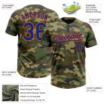 Personalized Camo Salute to Service Unisex Softball Jersey - Royal-Orange Two-Button Design Personalized Camo Royal-Orange