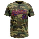 Personalized Camo Salute to Service Unisex Softball Jersey - Royal-Orange Two-Button Design Personalized Camo Royal-Orange