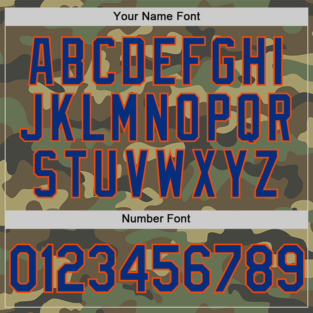 Personalized Camo Royal-Orange Salute To Service Two-Button Unisex Softball Jersey Team Custom Name and Number Custom Camo Salute To Service Softball Jersey with Name & Number - Unisex Royal-Orange, Two-Button Design Personalized Camo - Image 5