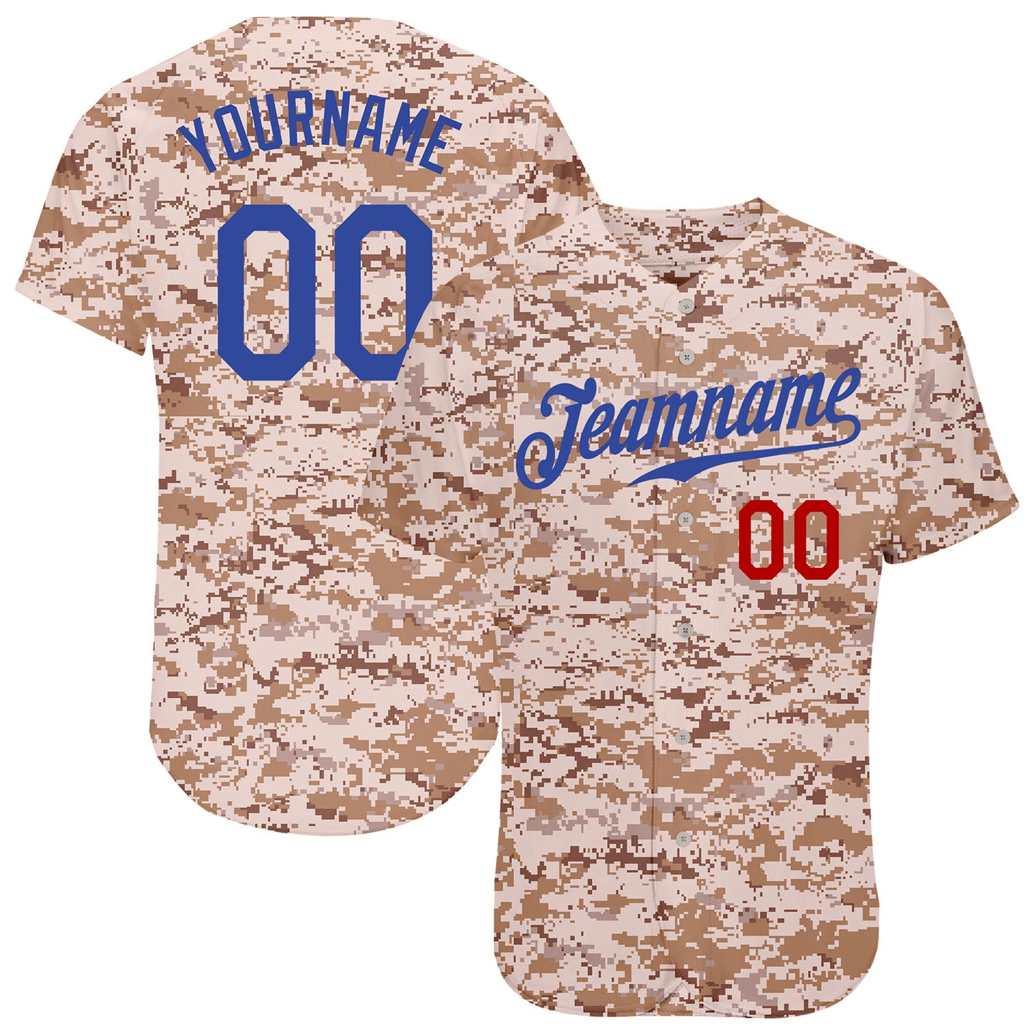 Personalized Camo Baseball Jersey - Royal Red Authentic Salute To Service Personalized Camo Royal-Red Authentic Salute To