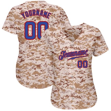 Custom Camo Royal-Red Baseball Jersey with Personalized Name and Number - Authentic Salute To Service Team Apparel Personalized