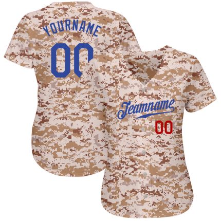 Personalized Royal-Red Camo Salute To Service Jersey for Men - Baseball Jersey 2 Personalized Camo Royal-Red Salute To Service