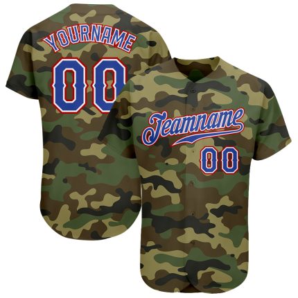 Personalized Camo Baseball Jersey - Royal Red Salute to Service 3 Personalized Camo Royal-Red Salute To Service Baseball
