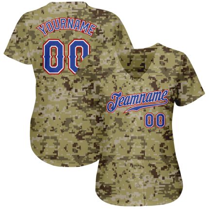 Personalized Camo Baseball Jersey - Royal Red Salute to Service 4 Personalized Camo Royal-Red Salute To Service Baseball