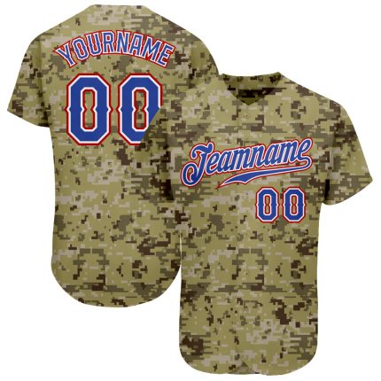 Personalized Camo Baseball Jersey - Royal Red Salute to Service 4 Personalized Camo Royal-Red Salute To Service Baseball