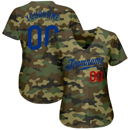 Personalized Camo Royal-Red Salute To Service Jersey for Men, Baseball Jersey 5 Personalized Camo Royal-Red Salute To Service