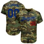 Personalized Camo Royal-Red Salute To Service Jersey for Men, Baseball Jersey 5 Personalized Camo Royal-Red Salute To Service