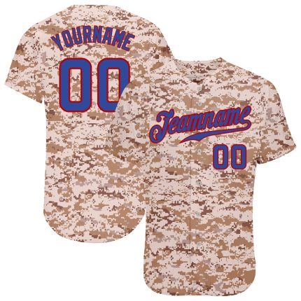Personalized Camo Baseball Jersey for Salute to Service - Royal Red Personalized Camo Royal-Red Salute To Service Baseball