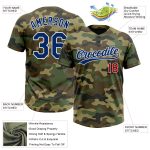 Personalized Camo Red Salute to Service Jersey Unisex Softball Top Personalized Camo Royal-Red Salute To Service Two-Button