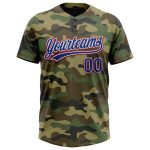 Custom Camo Royal-Red Salute To Service Softball Jersey Unisex Two-Button Design Personalized Camo Royal-Red Salute To Service
