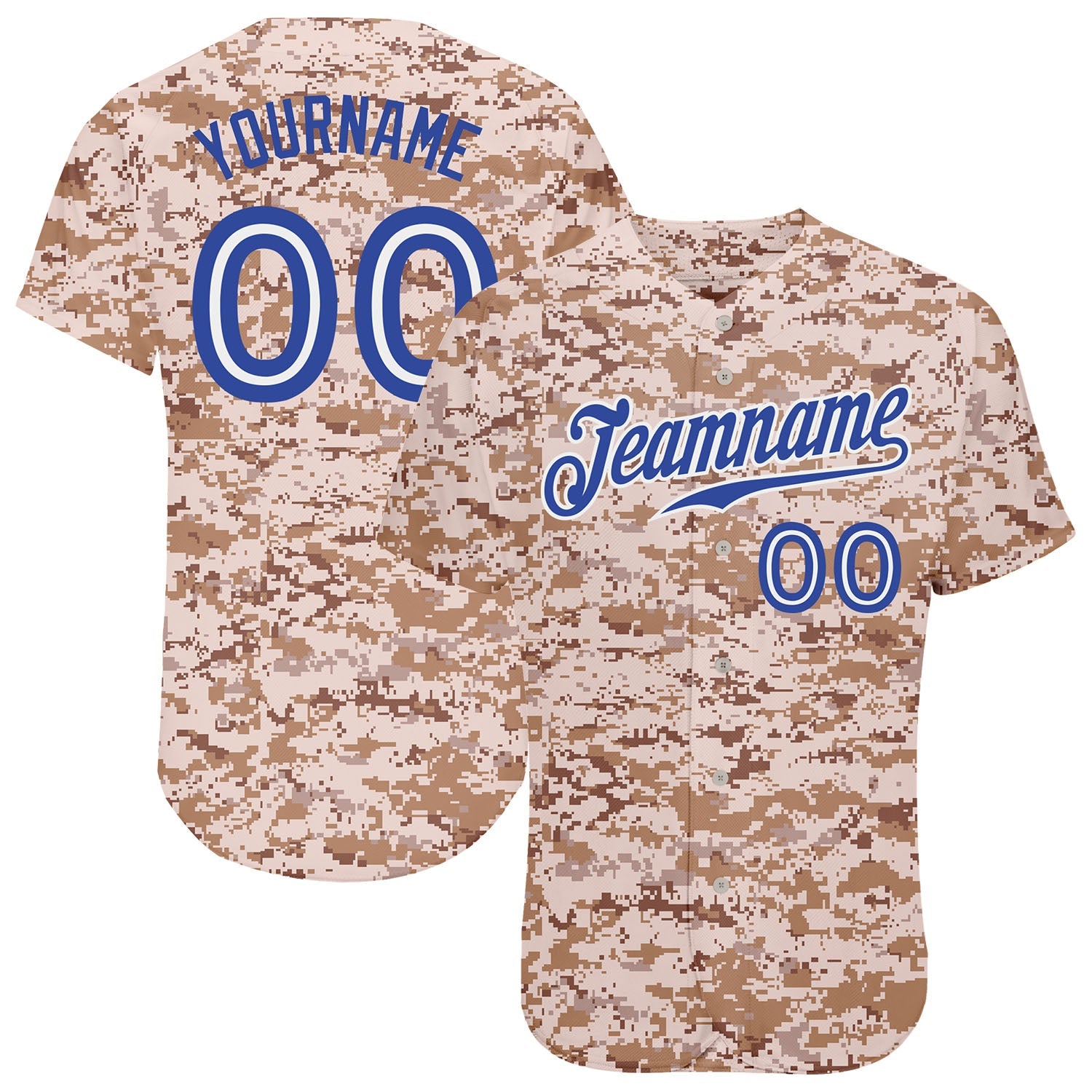 Custom Name and Number Authentic Salute To Service Baseball Jersey - Personalized Camo Royal-White Personalized Camo Royal-White