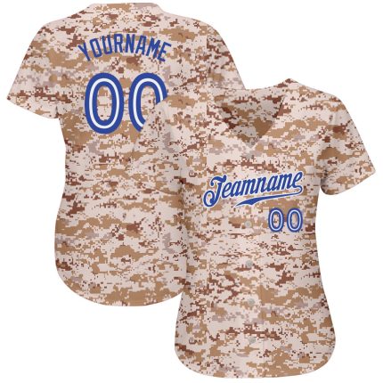 Personalized Camo Baseball Jersey - Royal-White Salute to Service Design Personalized Camo Royal-White Salute To Service