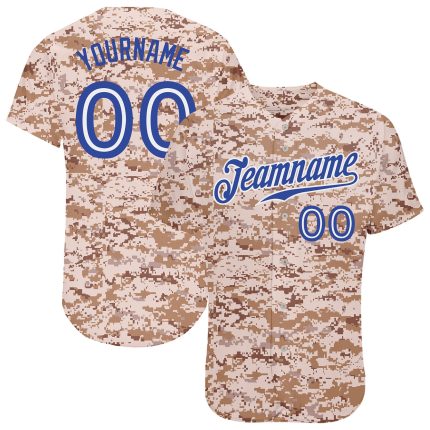 Personalized Camo Baseball Jersey - Royal-White Salute to Service Design Personalized Camo Royal-White Salute To Service