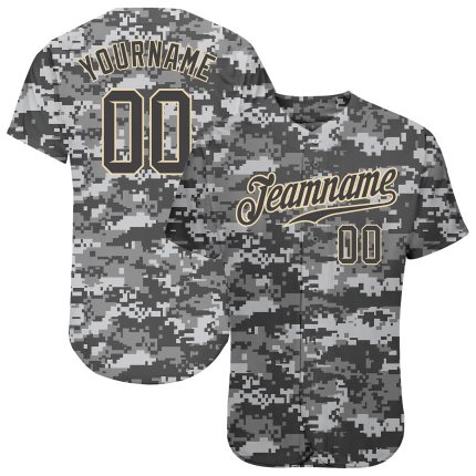 Personalized Camo Baseball Jersey in Steel Gray-Cream - Salute to Service Design Personalized Camo Steel Gray-Cream Salute