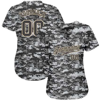 Personalized Camo Baseball Jersey in Steel Gray-Cream - Salute to Service Design Personalized Camo Steel Gray-Cream Salute