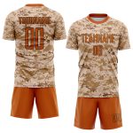 Custom Name Number Texas Camo Soccer Jersey Orange-Brown Sublimation Salute to Service Uniform Personalized Camo Texas Orange-Brown