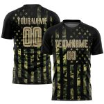 Personalized Camo American Flag Soccer Uniform Jersey - Vegas Gold-Black Fashion Sublimation Salute To Service Personalized