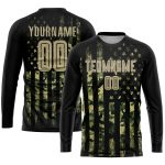 Personalized Camo American Flag Soccer Uniform Jersey - Vegas Gold-Black Fashion Sublimation Salute To Service Personalized