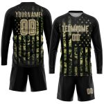 Custom Name Number Personalized Camo American Flag Soccer Jersey Salute to Service Vegas Gold Black Team Uniform Personalized